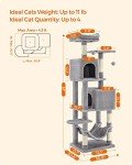 61" Cat Tree Tower with 5 Scratching Posts