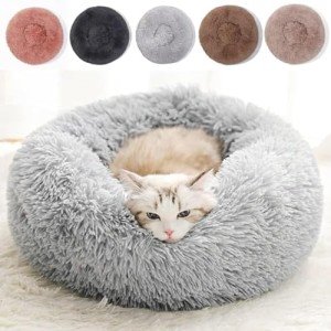 Cozy Round Plush Cat Bed – Washable and Soft