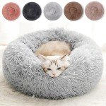 Cozy Round Plush Cat Bed – Washable and Soft