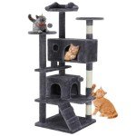 54-Inch Multi-Level Cat Tree with Scratching Post