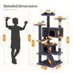 54-Inch Multi-Level Cat Tree with Scratching Post