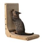 Wall-Mounted L-Shaped Cat Scratching Post with Toy
