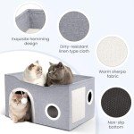 Cozy Indoor Cat House with Scratch Pad & Fluffy Ball