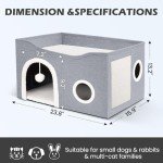 Cozy Indoor Cat House with Scratch Pad & Fluffy Ball