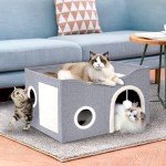 Cozy Indoor Cat House with Scratch Pad & Fluffy Ball