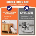 Cat Litter Box Cabinet with Rattan Decor Doors