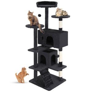 54" Multi-Level Cat Tower with Scratching Post