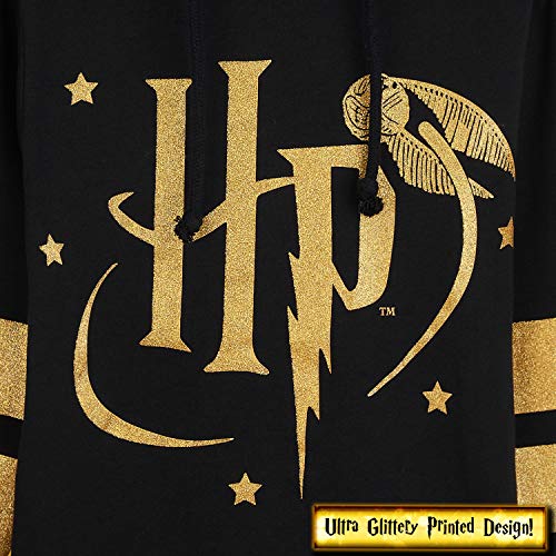 Harry Potter Hogwarts Zip Hoodie for Teen Girls (Black/Gold/Red, 11-12)