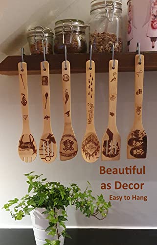 Magical Wizard 6-Pc Bamboo Spoon Set - Engraved Patterns