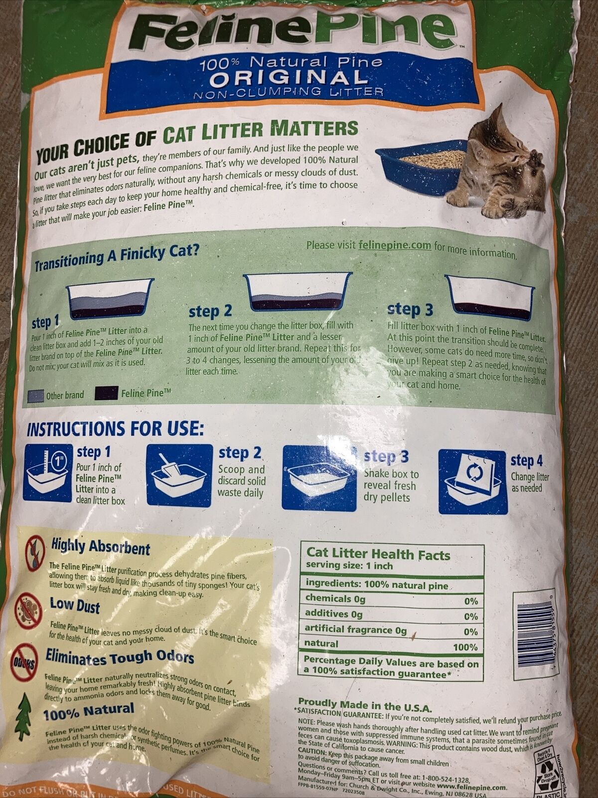 Feline Pine Original 100% Natural Cat Litter, 20lb