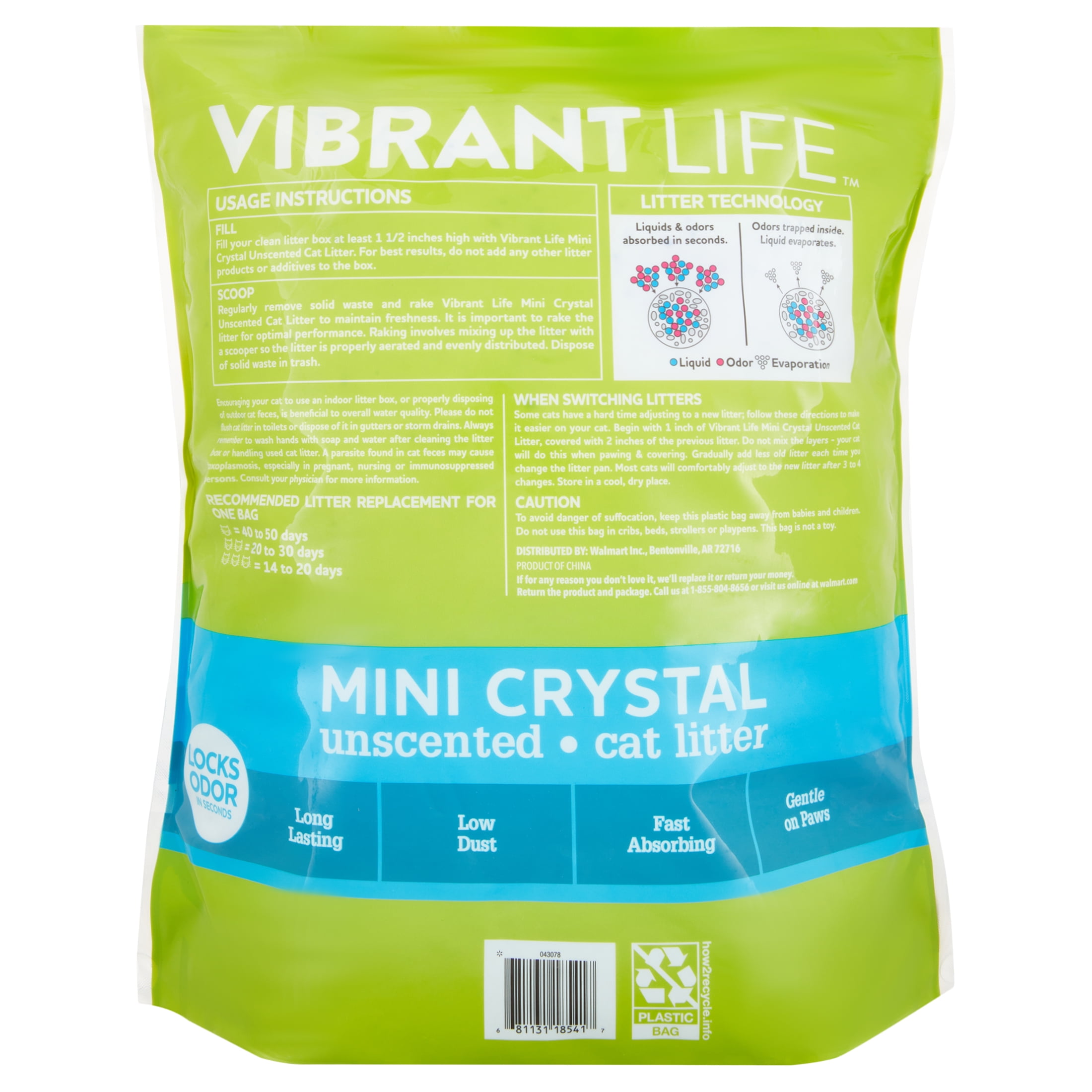 Vibrant Life Mini Crystal Unscented Cat Litter, 8 lb