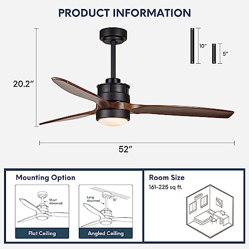 52" Outdoor Ceiling Fan with Light, IP65 Waterproof
