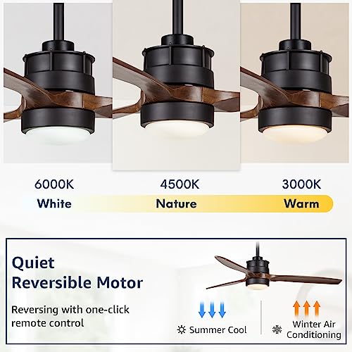 52" Outdoor Ceiling Fan with Light, IP65 Waterproof