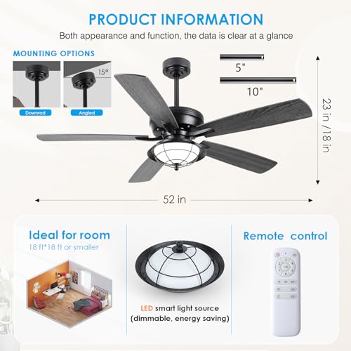 Farmhouse Modern Style Ceiling Fan with Lights & Remote
