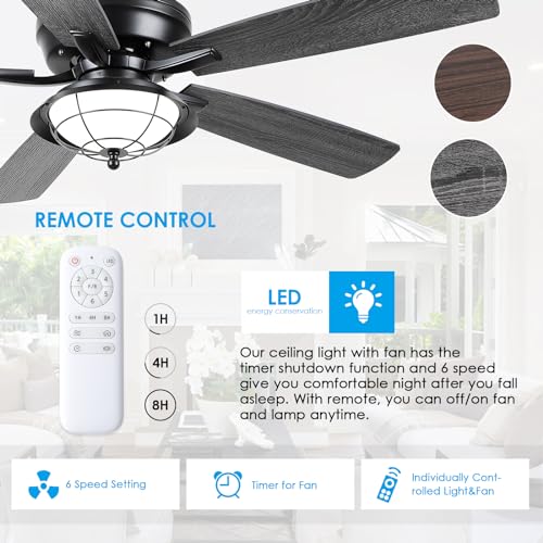 Farmhouse Modern Style Ceiling Fan with Lights & Remote