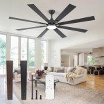 72" Black Ceiling Fan with Lights, Remote Control, Reversible