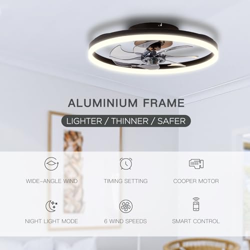 20'' Modern Low Profile Ceiling Fan with LED Light