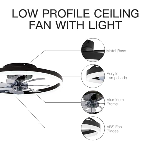 20'' Modern Low Profile Ceiling Fan with LED Light