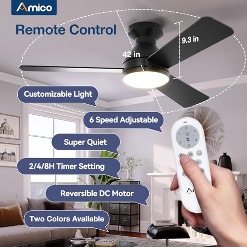 Amico 42" Black Ceiling Fan with Lights & Remote