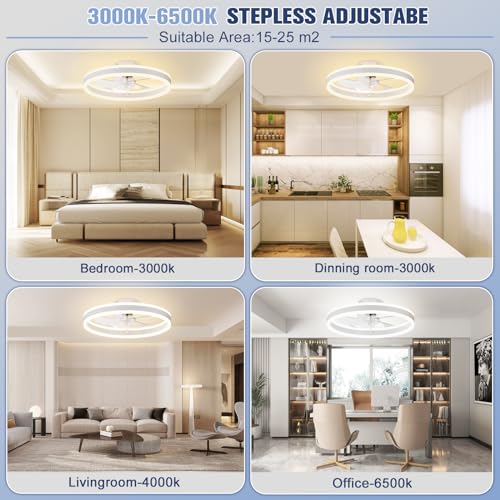 VOLISUN 19.7in Flush Mount Ceiling Fans with Lights