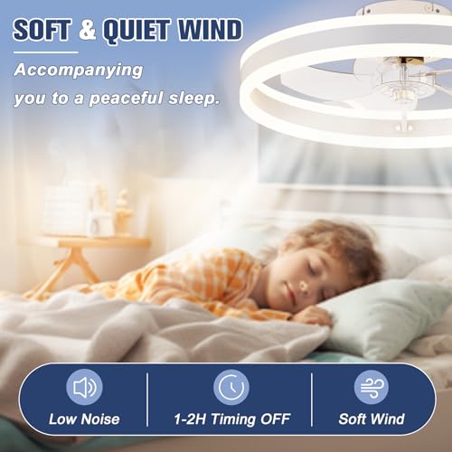 VOLISUN 19.7in Flush Mount Ceiling Fans with Lights