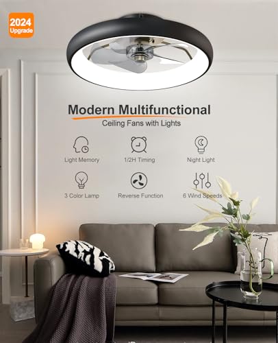 21" Bladeless LED Ceiling Fan with Remote - Modern