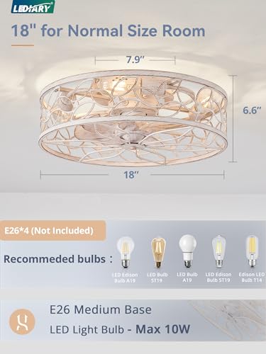 Caged LED Ceiling Fan with Remote, Small Profile