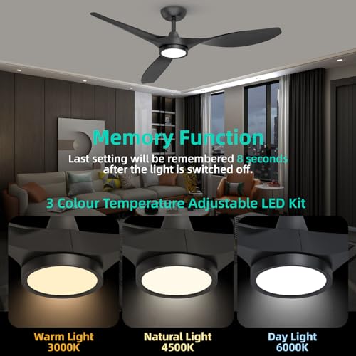52" Roomratv Ceiling Fans with Lights, Remote, Quiet Motor