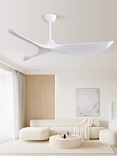 Sofucor 52" Modern Ceiling Fan, White, Reversible Motor