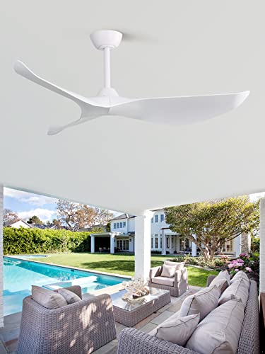 Sofucor 52" Modern Ceiling Fan, White, Reversible Motor