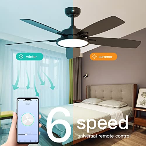 52 Inch Smart Ceiling Fan with Light, Silent