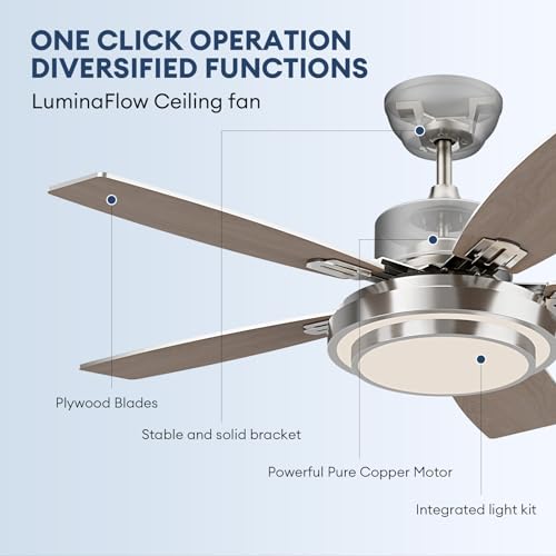 Modern Silver 42" Ceiling Fan with Lights and Remote
