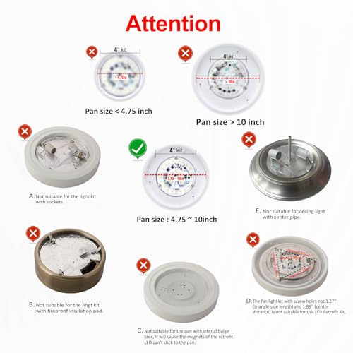 4" LED Ceiling Fan Light Kit, 18W, 3CCT