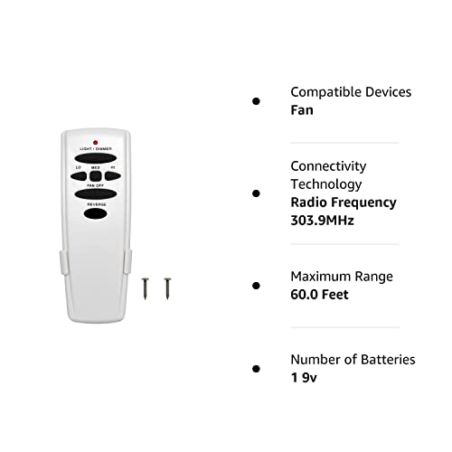 Ceiling Fan Remote Control w/ Reverse Light Dimmer