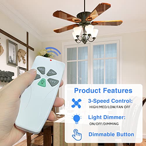 Universal Ceiling Fan Remote Control Kits with Light Dimmer