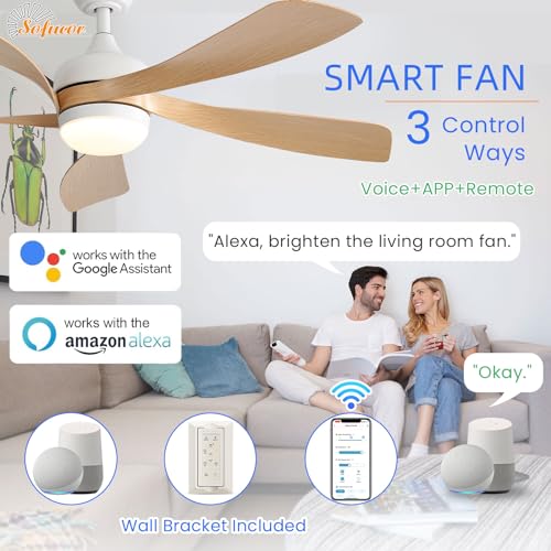 Sofucor 52" Smart Ceiling Fan with Lights & Remote