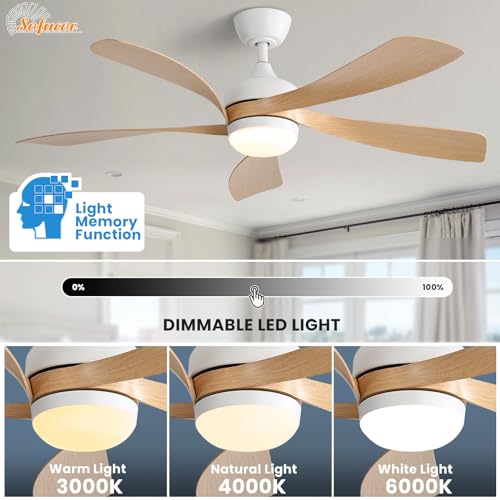 Sofucor 52" Smart Ceiling Fan with Lights & Remote