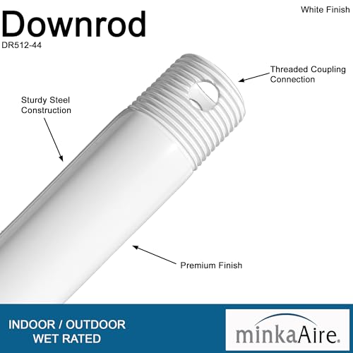 Minka-Aire 12" White Ceiling Fan Downrod - DR512-44