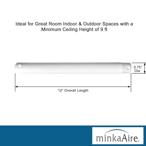 Minka-Aire 12" White Ceiling Fan Downrod - DR512-44