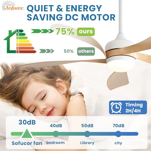Sofucor 52" Smart Ceiling Fan with Lights & Remote