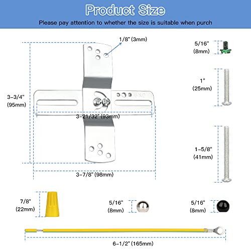 Helunsi Universal 4" Ceiling Fan Mounting Plate Kit