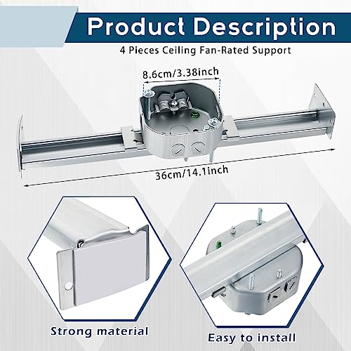 Adjustable Ceiling Fan Electrical Box Brace, 4 Pieces