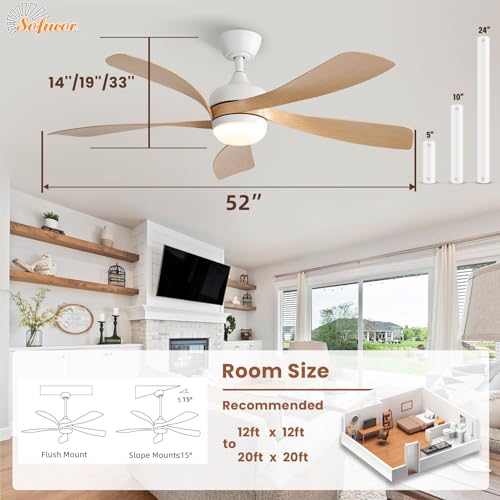 Sofucor 52" Smart Ceiling Fan with Lights & Remote
