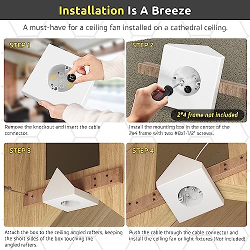 Ceiling Fan Mounting Box, FB900-1 Bracket, White