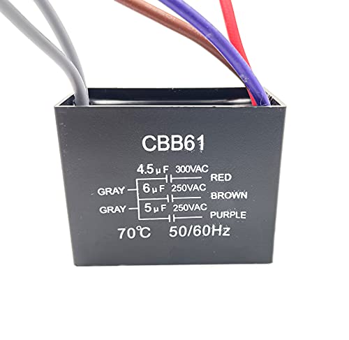 CEILING FAN CAPACITOR CBB61 4.5uf + 6uf + 5uf