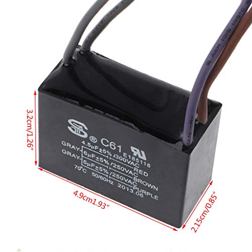 CEILING FAN CAPACITOR 4.5uf+6uf+5uf 5 Wire 250V