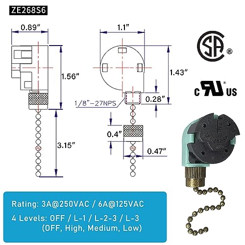 YukiHalu Ceiling Fan Switches and Capacitor Combo