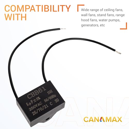 Canamax Durable CBB61 Ceiling Fan Capacitor - Fits Various Applications