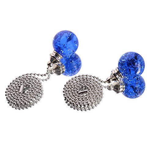 2 Blue Crystal Glass Ice Cracked Ball Pull Chains
