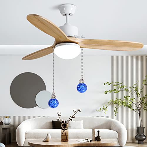 2 Blue Crystal Glass Ice Cracked Ball Pull Chains